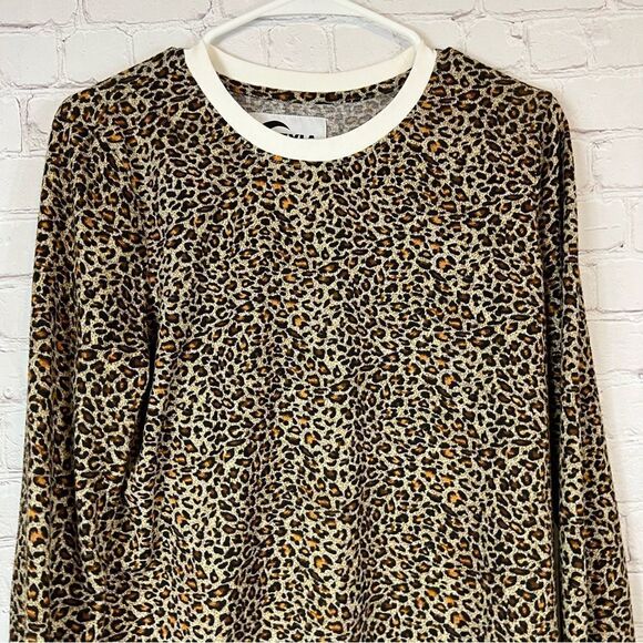 ZYIA Active Sweatshirt Women’s Small Cheetah Leopard Print Top Contrasting Trim - Picture 5 of 10